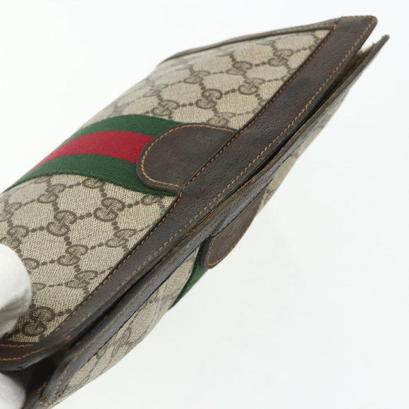 GUCCI GG Supreme Web Sherry Line Clutch Bag PVC Beige 41 014 2125 28 Auth 168839