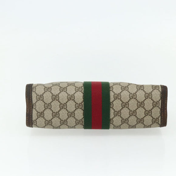 GUCCI GG Supreme Web Sherry Line Clutch Bag PVC Beige 41 014 2125 28 Auth 168839