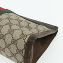 GUCCI GG Supreme Web Sherry Line Clutch Bag PVC Beige 41 014 2125 28 Auth 168839-7