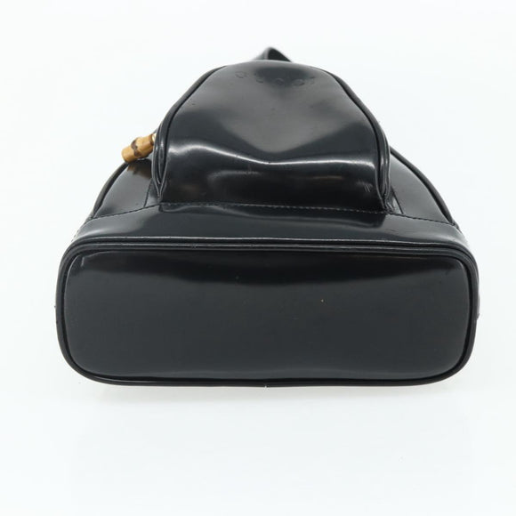 GUCCI Bamboo Shoulder Bag Patent Leather Black Gold 003 2113 0127 Auth 168840
