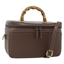 GUCCI Bamboo Hand Bag Leather 2way Brown Gold 013 2122 2491 Auth 168841-1