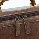 GUCCI Bamboo Hand Bag Leather 2way Brown Gold 013 2122 2491 Auth 168841-19