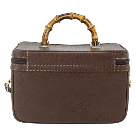 GUCCI Bamboo Hand Bag Leather 2way Brown Gold 013 2122 2491 Auth 168841