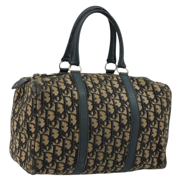 Christian Dior Trotter Canvas Hand Bag Navy Silver Auth 168844