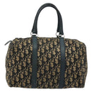Christian Dior Trotter Canvas Hand Bag Navy Silver Auth 168844-2