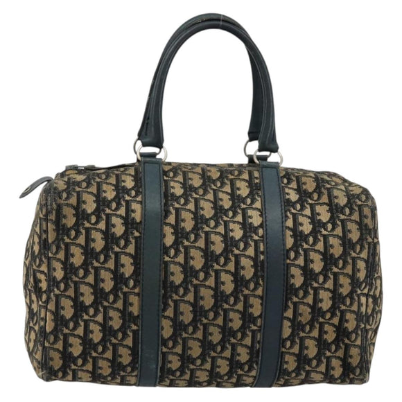 Christian Dior Trotter Canvas Hand Bag Navy Silver Auth 168844