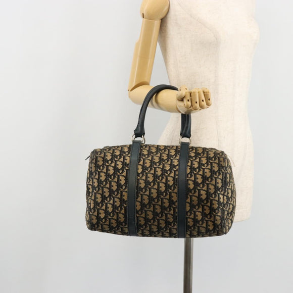 Christian Dior Trotter Canvas Hand Bag Navy Silver Auth 168844