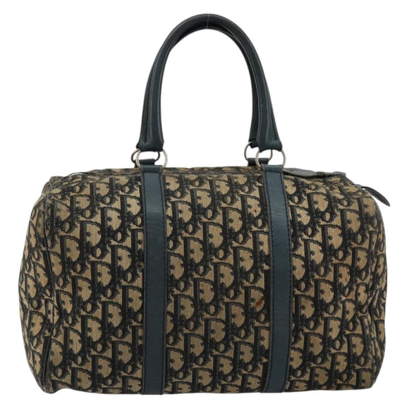 Christian Dior Trotter Canvas Hand Bag Navy Silver Auth 168844
