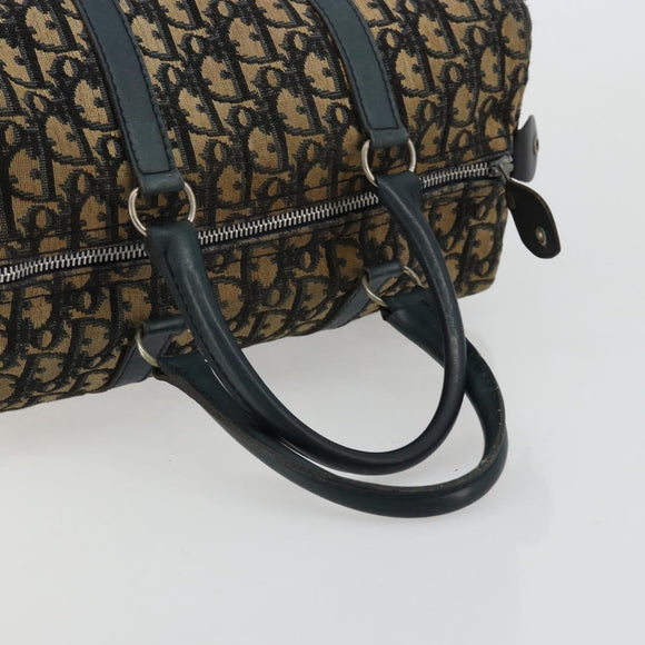 Christian Dior Trotter Canvas Hand Bag Navy Silver Auth 168844