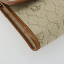 Christian Dior Honeycomb Canvas Shoulder Bag Beige Gold Auth 168850-17