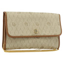 Christian Dior Honeycomb Canvas Shoulder Bag Beige Gold Auth 168850-1