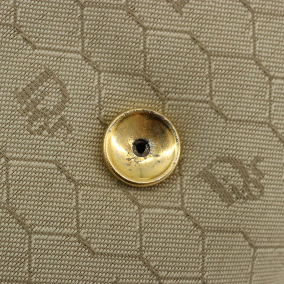 Christian Dior Honeycomb Canvas Shoulder Bag Beige Gold Auth 168850