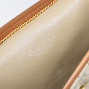 Christian Dior Honeycomb Canvas Shoulder Bag Beige Gold Auth 168850-23