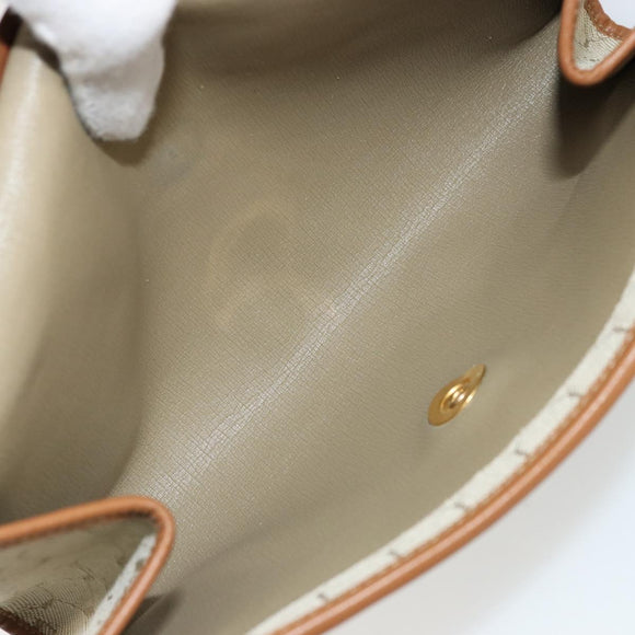 Christian Dior Honeycomb Canvas Shoulder Bag Beige Gold Auth 168850