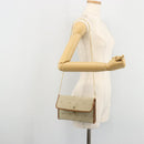 Christian Dior Honeycomb Canvas Shoulder Bag Beige Gold Auth 168850-27
