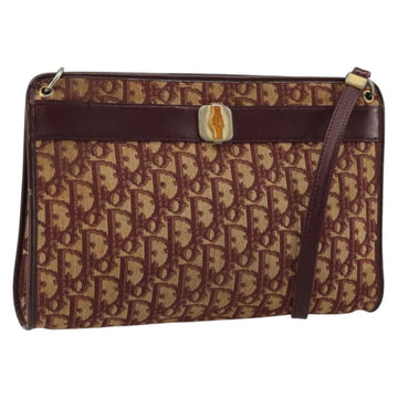 Christian Dior Trotter Canvas Shoulder Bag Red Gold Auth 168852