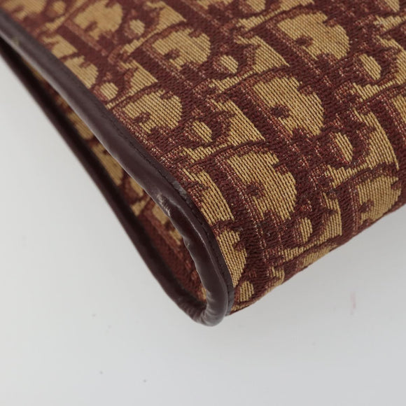 Christian Dior Trotter Canvas Shoulder Bag Red Gold Auth 168852