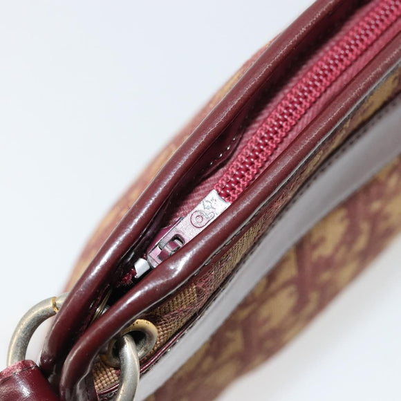 Christian Dior Trotter Canvas Shoulder Bag Red Gold Auth 168852