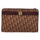 Christian Dior Trotter Canvas Shoulder Bag Red Gold Auth 168852-2
