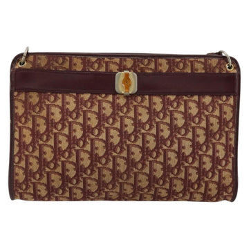 Christian Dior Trotter Canvas Shoulder Bag Red Gold Auth 168852 - 0