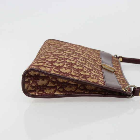 Christian Dior Trotter Canvas Shoulder Bag Red Gold Auth 168852