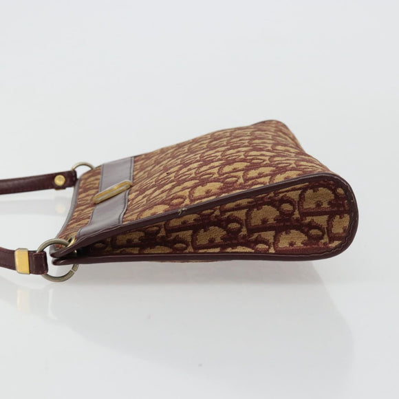 Christian Dior Trotter Canvas Shoulder Bag Red Gold Auth 168852