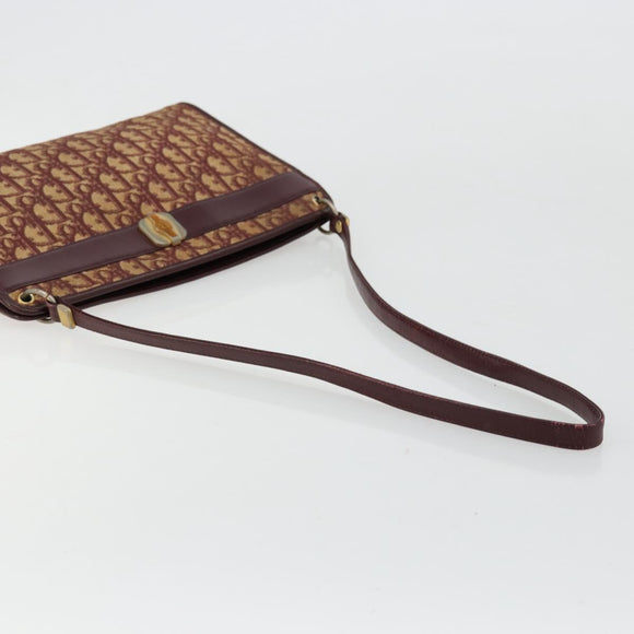 Christian Dior Trotter Canvas Shoulder Bag Red Gold Auth 168852