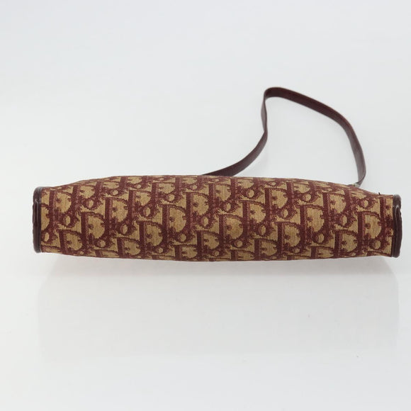 Christian Dior Trotter Canvas Shoulder Bag Red Gold Auth 168852