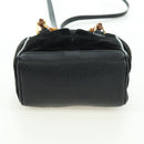 GUCCI Bamboo Hand Bag Leather 2way Black Gold 007 2214 0238 Auth 168853A-5