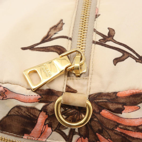 PRADA Hand Bag Nylon Beige Gold Auth 168855A