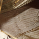 PRADA Hand Bag Nylon Beige Gold Auth 168855A-11