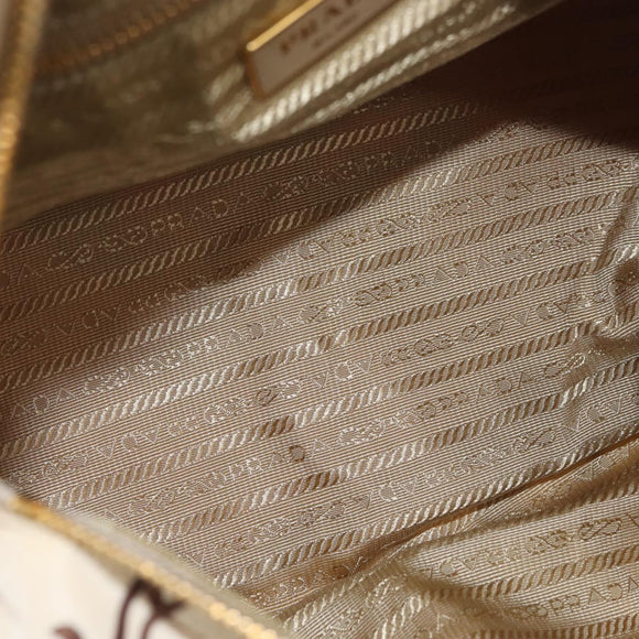 PRADA Hand Bag Nylon Beige Gold Auth 168855A