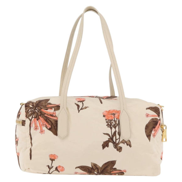 PRADA Hand Bag Nylon Beige Gold Auth 168855A