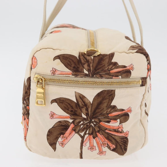 PRADA Hand Bag Nylon Beige Gold Auth 168855A