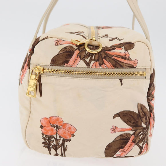 PRADA Hand Bag Nylon Beige Gold Auth 168855A