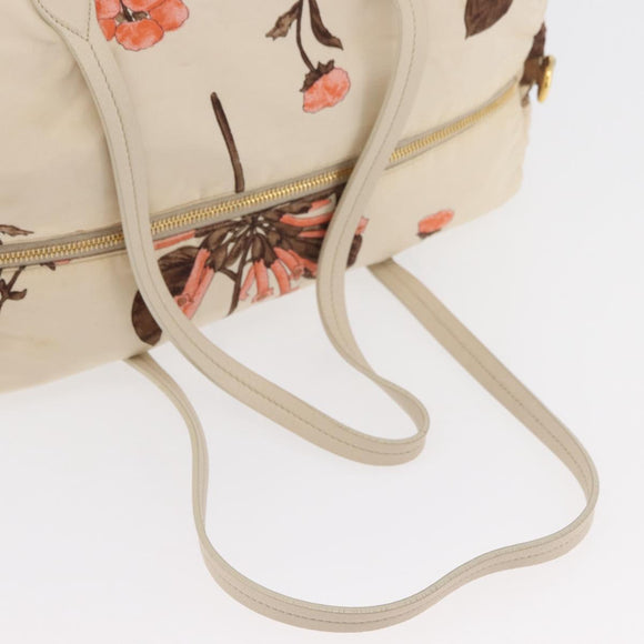 PRADA Hand Bag Nylon Beige Gold Auth 168855A