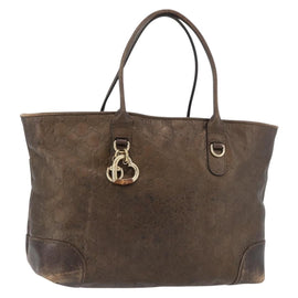 GUCCI GG Canvas Guccissima Bamboo Bag Leather Brown Gold 269956 Auth 168862A
