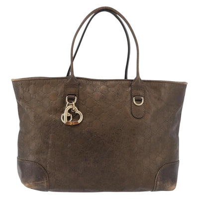 GUCCI GG Canvas Guccissima Bamboo Bag Leather Brown Gold 269956 Auth 168862A - 0