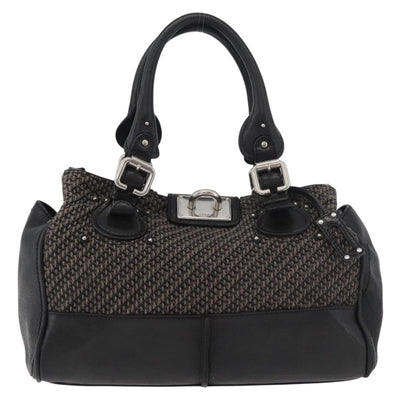 Chloe Paddington Hand Bag Canvas Black Brown Silver Auth 168864A - 0