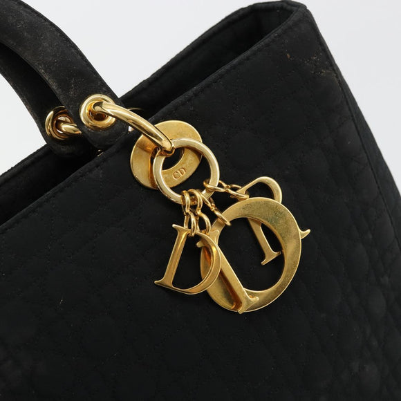 Christian Dior Lady Dior Handtas Zwart Goud Auth 168872