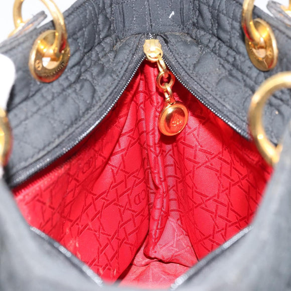 Christian Dior Lady Dior Handtas Zwart Goud Auth 168872