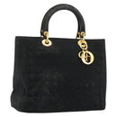 Christian Dior Lady Dior Handtas Zwart Goud Auth 168872-1