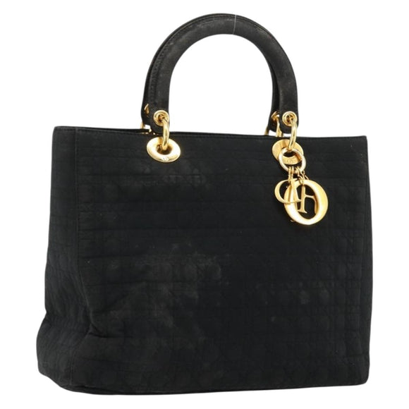 Christian Dior Lady Dior Handtas Zwart Goud Auth 168872