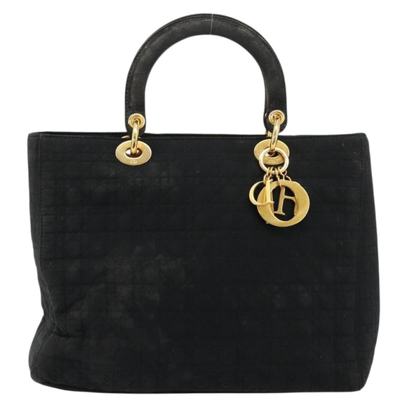 Christian Dior Lady Dior Handtas Zwart Goud Auth 168872