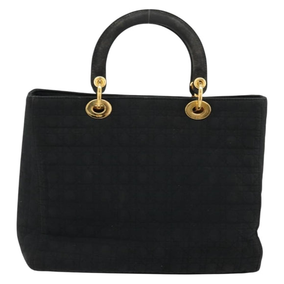 Christian Dior Lady Dior Handtas Zwart Goud Auth 168872