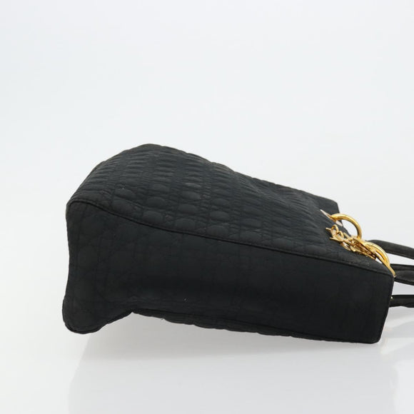 Christian Dior Lady Dior Handtas Zwart Goud Auth 168872