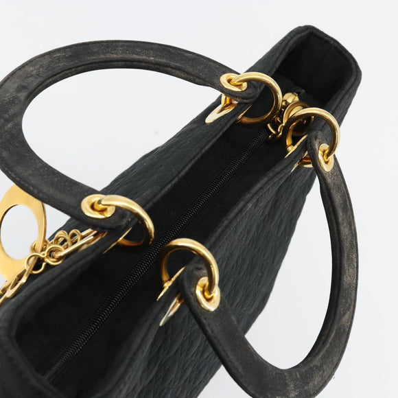 Christian Dior Lady Dior Handtas Zwart Goud Auth 168872