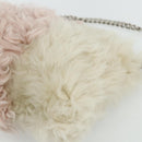 Miu Miu Ketten-Schultertasche Fell Pink Weiß Grün Auth 168873A-16