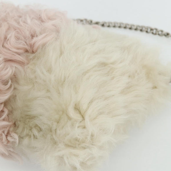 Miu Miu Ketten-Schultertasche Fell Pink Weiß Grün Auth 168873A