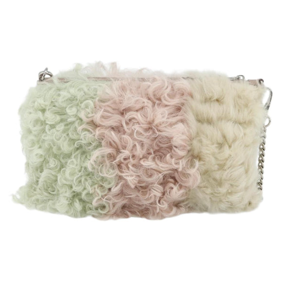Miu Miu Ketten-Schultertasche Fell Pink Weiß Grün Auth 168873A
